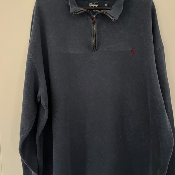 POLO by Ralph Lauren 1/4 Zip Pullover Navy Sweater Top Size 2XL Big - Picture 12 of 13